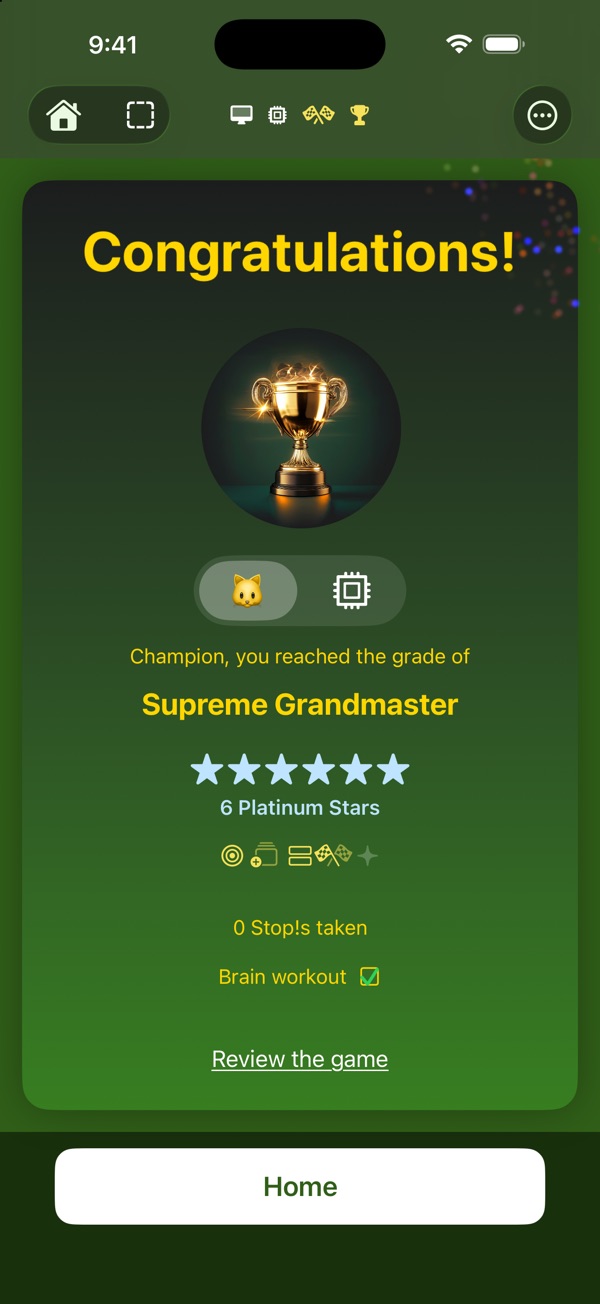 Your progress, in grades and stars.